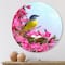 Designart - Little Yellow Bird Near The Nest with Flowers - Traditional Metal Circle Wall Art
